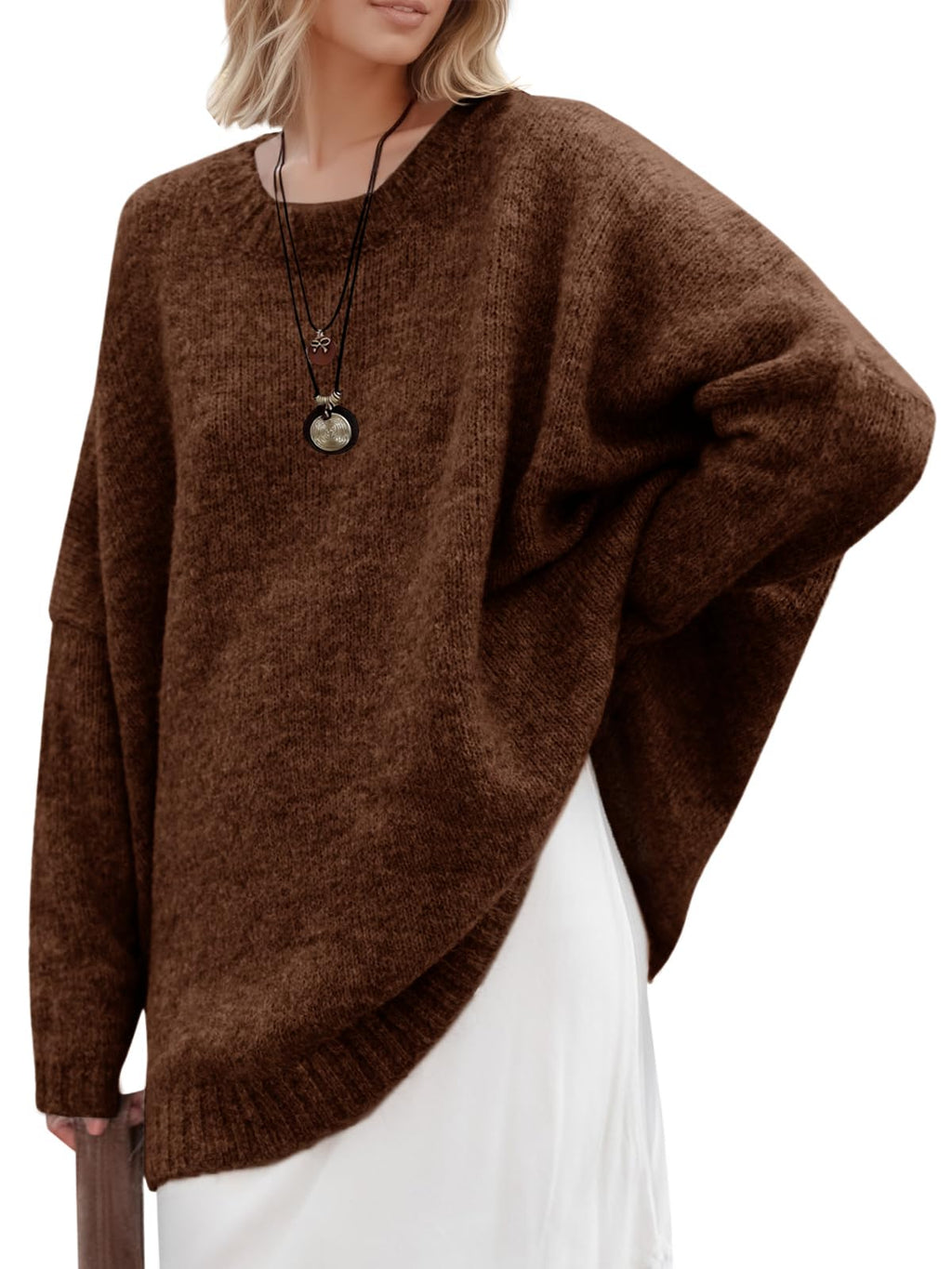 Saodimallsu Womens Oversized Tunic Sweaters Chunky Knit Slouchy Pullover