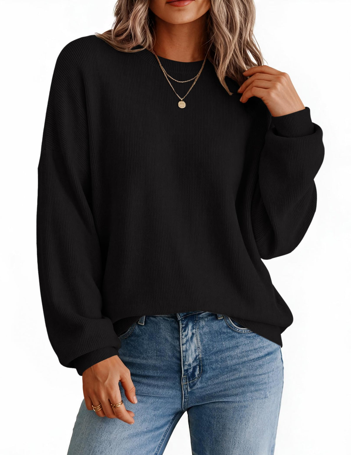 Zeagoo Oversized Sweater for Women 2026 Crewneck Long Sleeve Fall Clothes