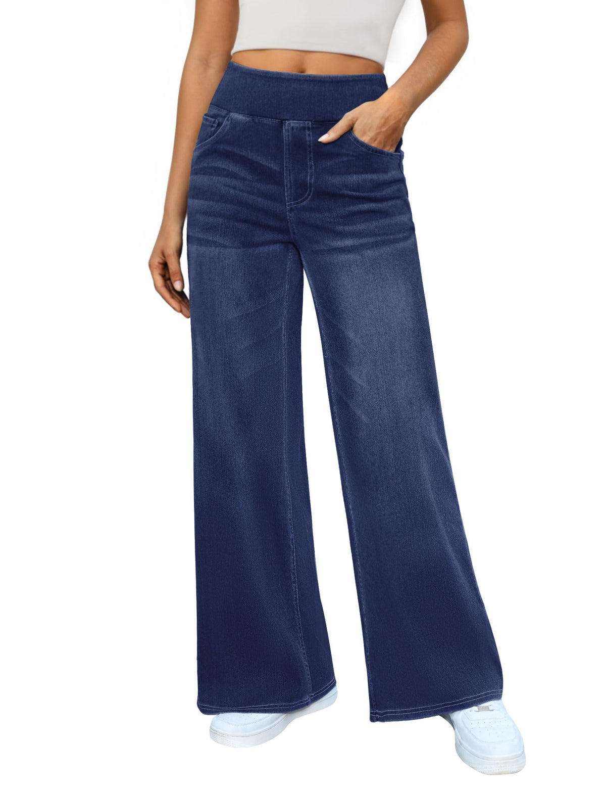 DLOODA Women's Stretchy Wide Leg Jeans High Waisted Denim Pants