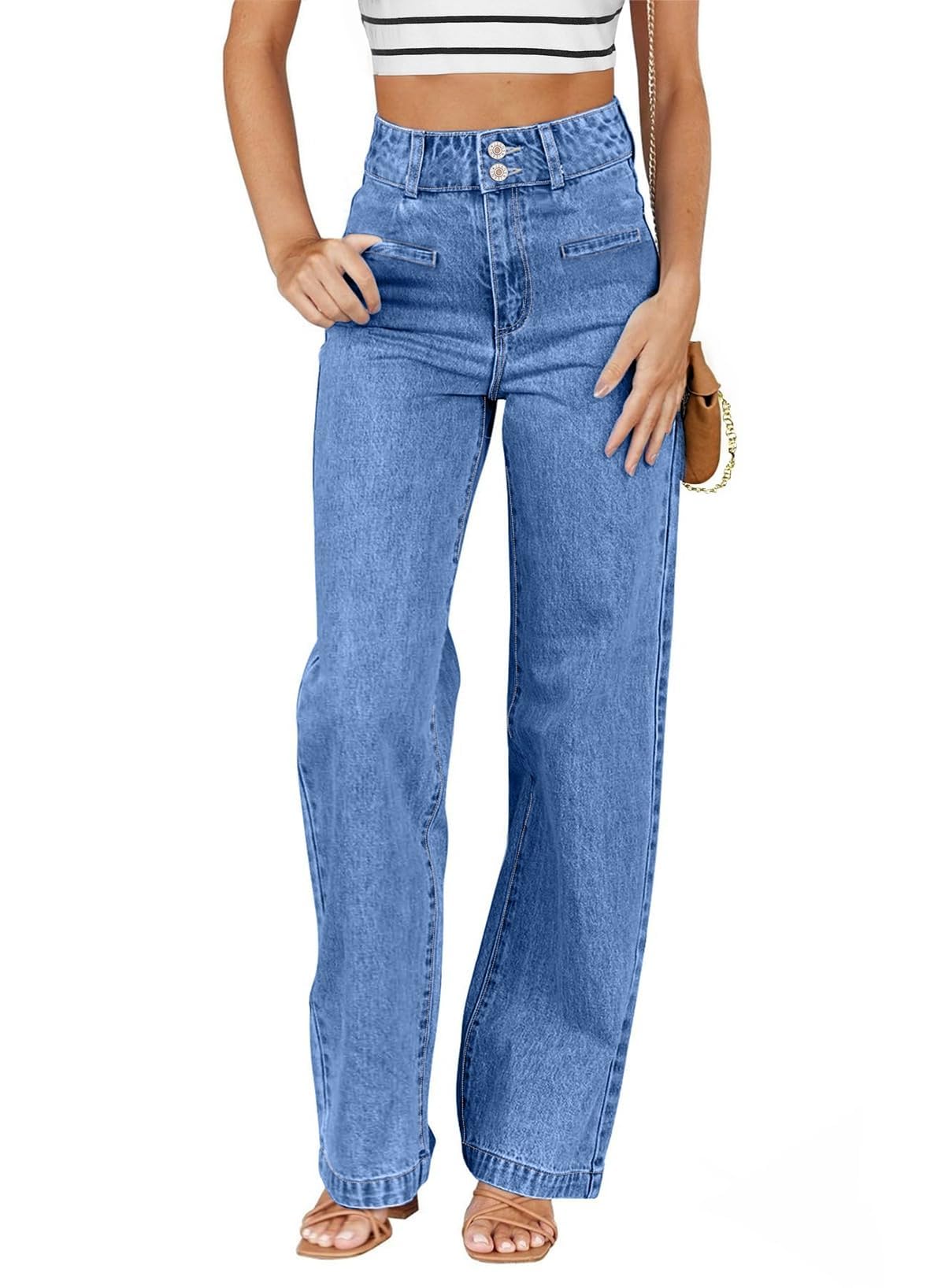 Sidefeel Jeans for Women High Waisted Straight Leg Denim Pants
