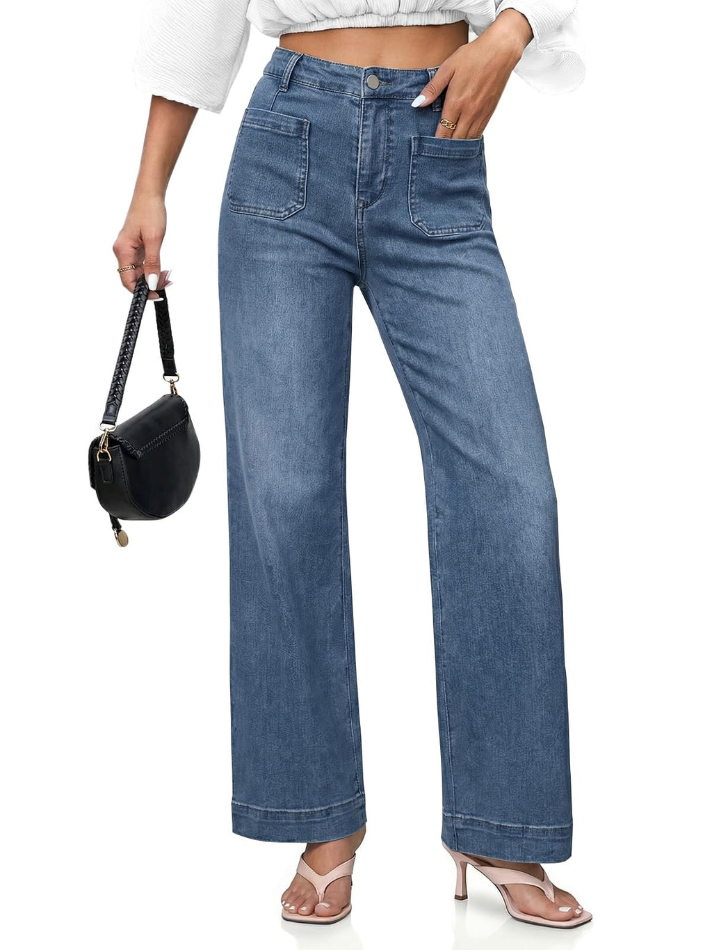 Cicy Bell Womens Wide Leg Jeans High Waisted Straight Leg Denim Pants
