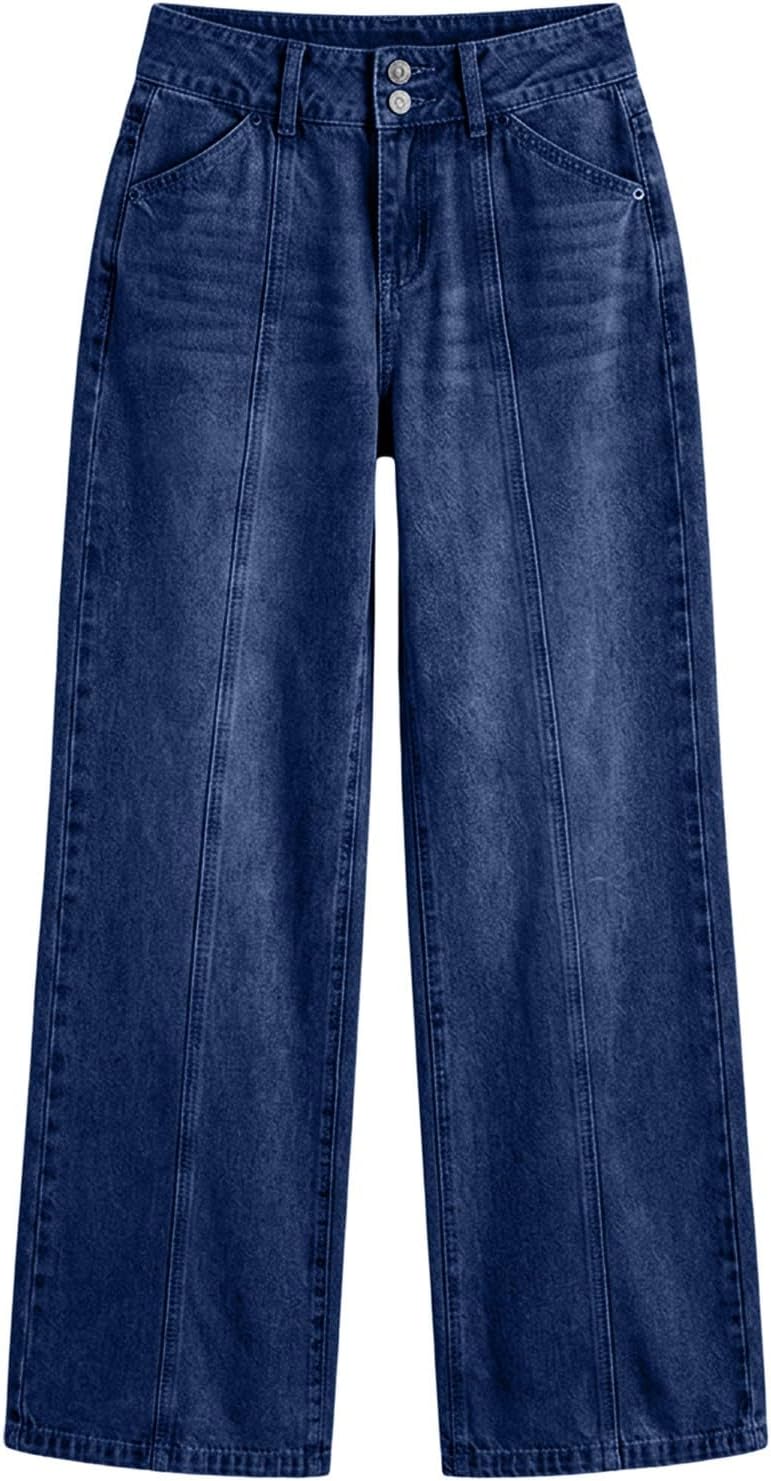 Nantdog Baggy Jeans Women High Waist Baggy Wide Leg Stretchy Denim Pants