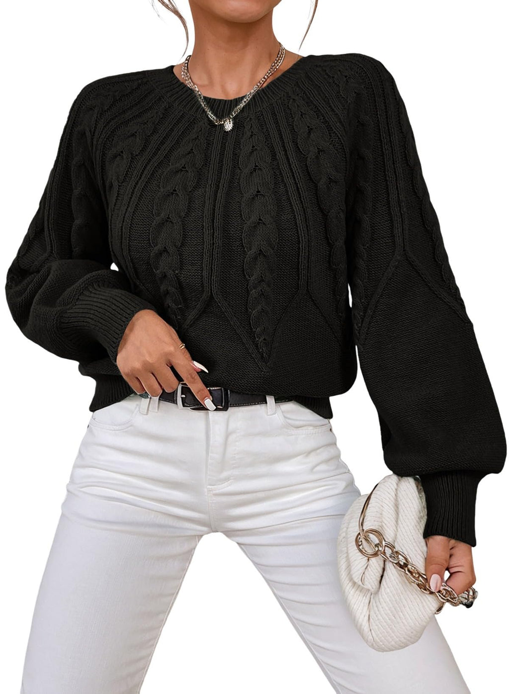 Dokotoo Womens Sweaters Long Sleeve Cable Knit Chunky Fall Tops
