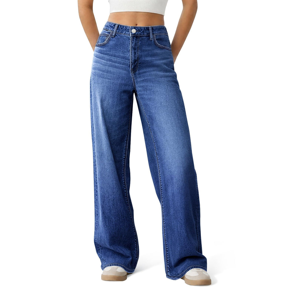 Women's Wide Leg Jeans High Waisted Baggy Straight Denim Pants