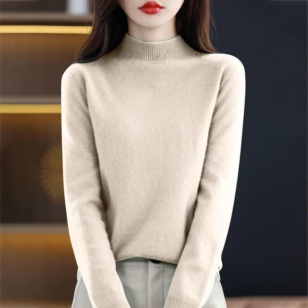 Cashmere Sweaters for Women Mock Turtleneck Warm Pullover Sweater