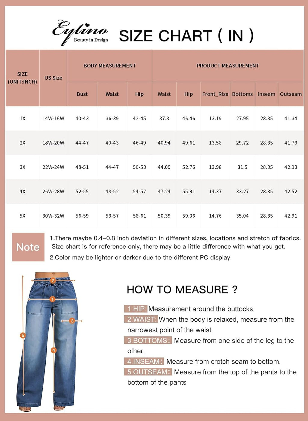 Eytino Womens Plus Size Jeans High Waisted Straight Leg Wide Leg Jean Trendy Stretchy Drawstring Denim Pants(1X-5X)