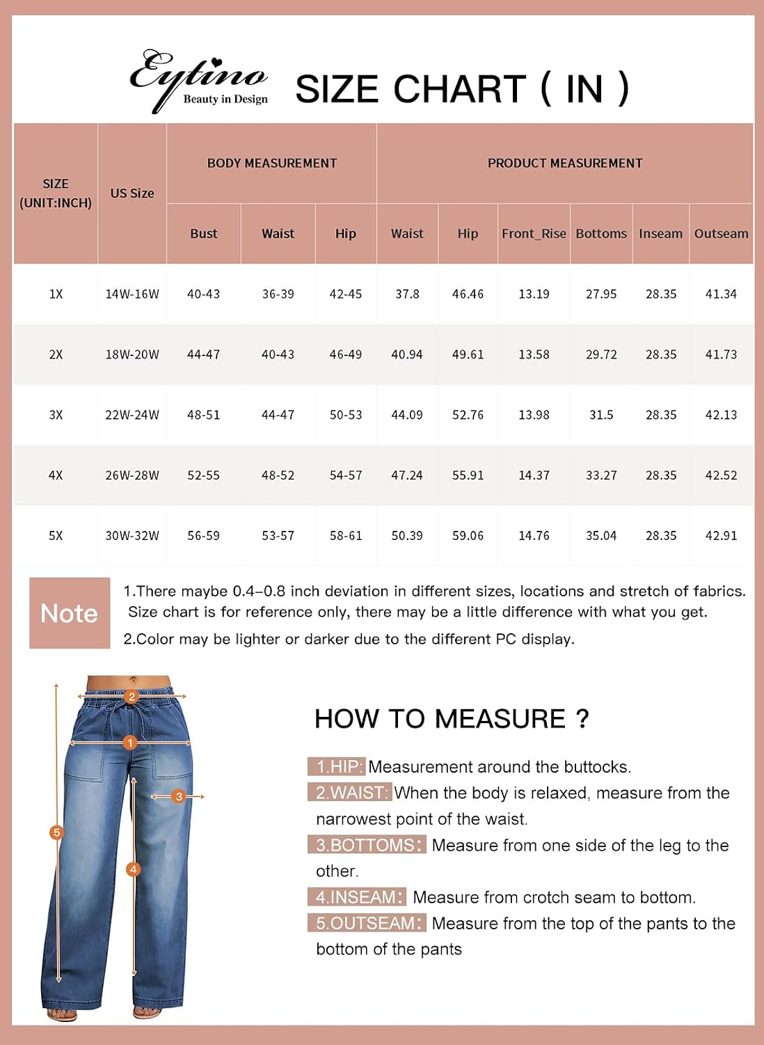 Eytino Womens Plus Size Jeans High Waisted Straight Leg Wide Leg Jean Trendy Stretchy Drawstring Denim Pants(1X-5X)