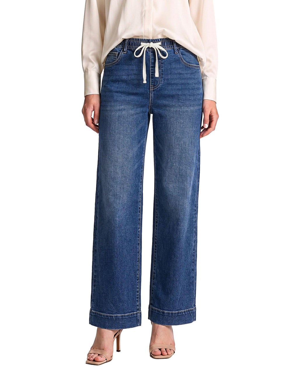 GRAPENT Jeans for Women Straight Leg High Rise Pull On Stretchy Denim Pants