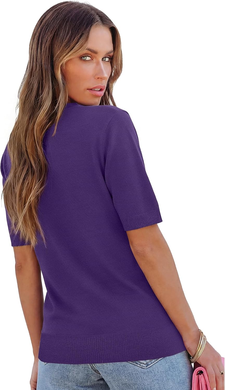 RUMIA Short Sleeve Sweater for Women Lightweight Business Casual Tops
