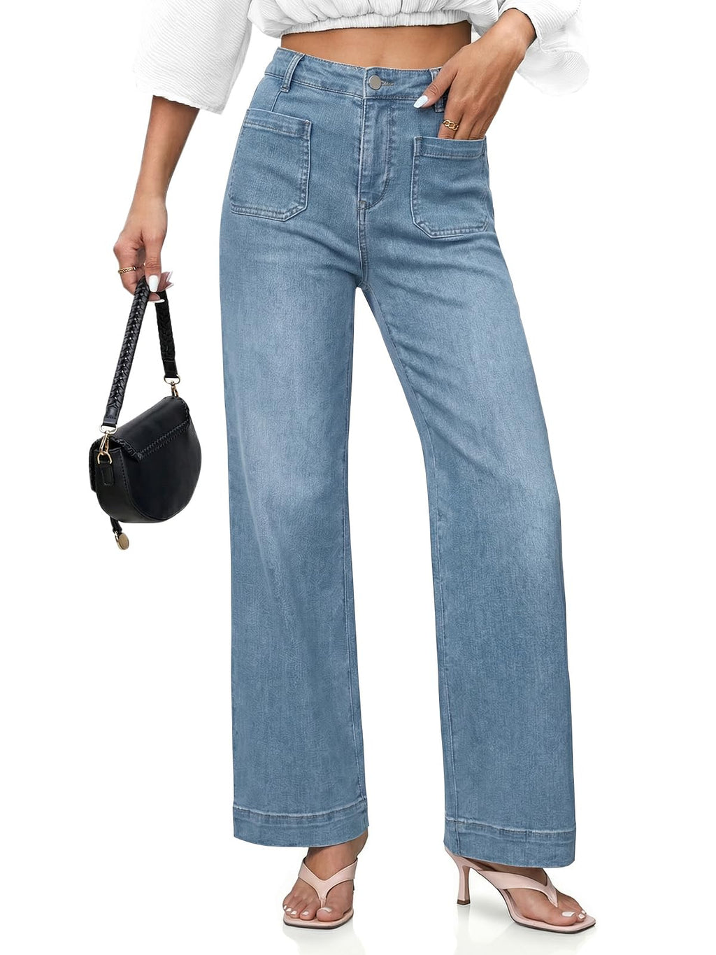 Cicy Bell Womens Wide Leg Jeans High Waisted Straight Leg Denim Pants