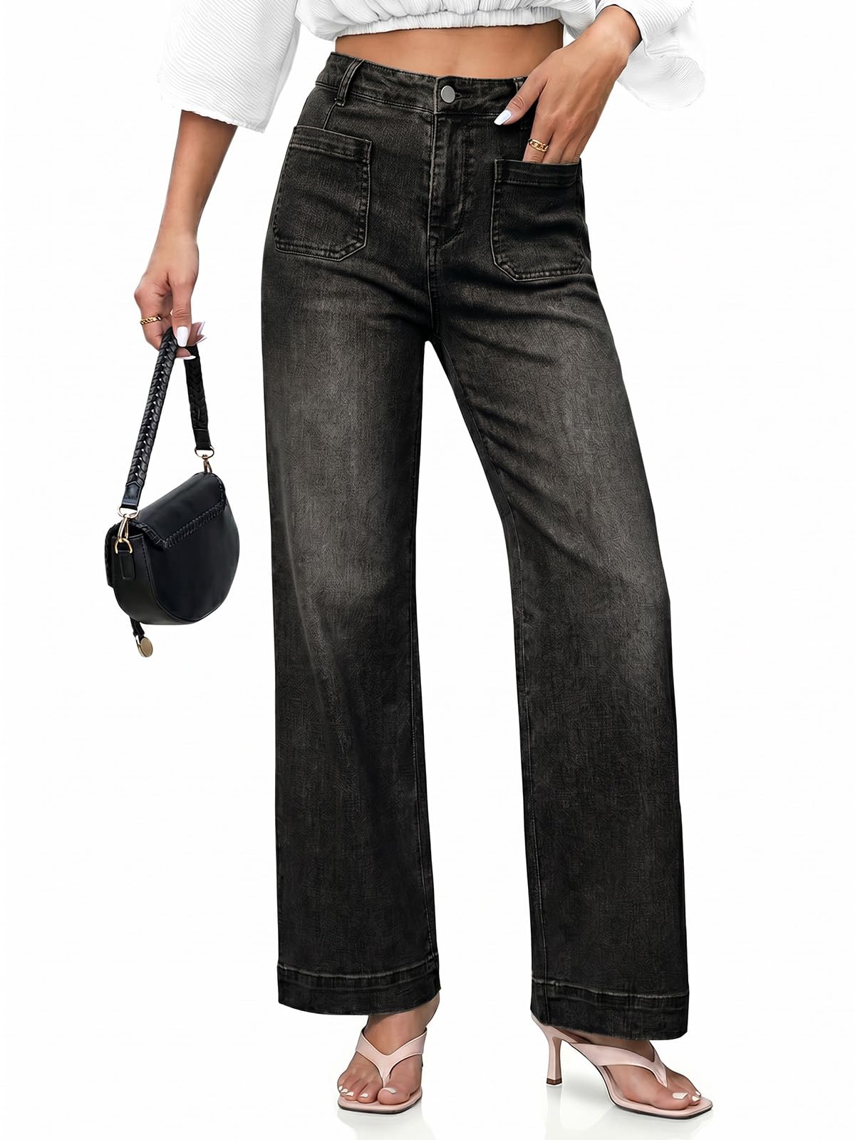 Cicy Bell Womens Wide Leg Jeans High Waisted Straight Leg Denim Pants