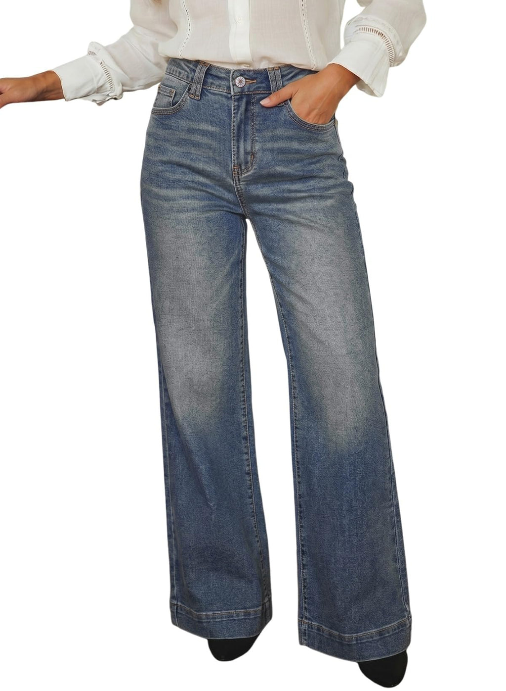 Dokotoo Women's Wide Leg Baggy Flare Jeans High Waisted 2026 Denim Pants