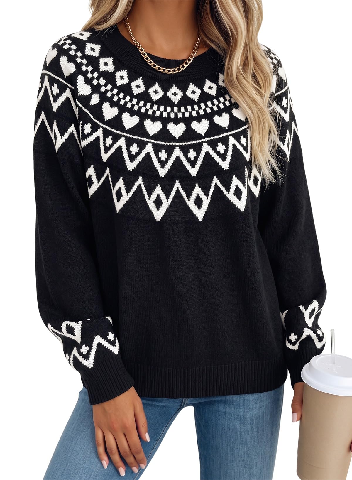 Dokotoo Womens Fall Graphic Sweaters 2026 Winter Pullover Knit Sweater Tops