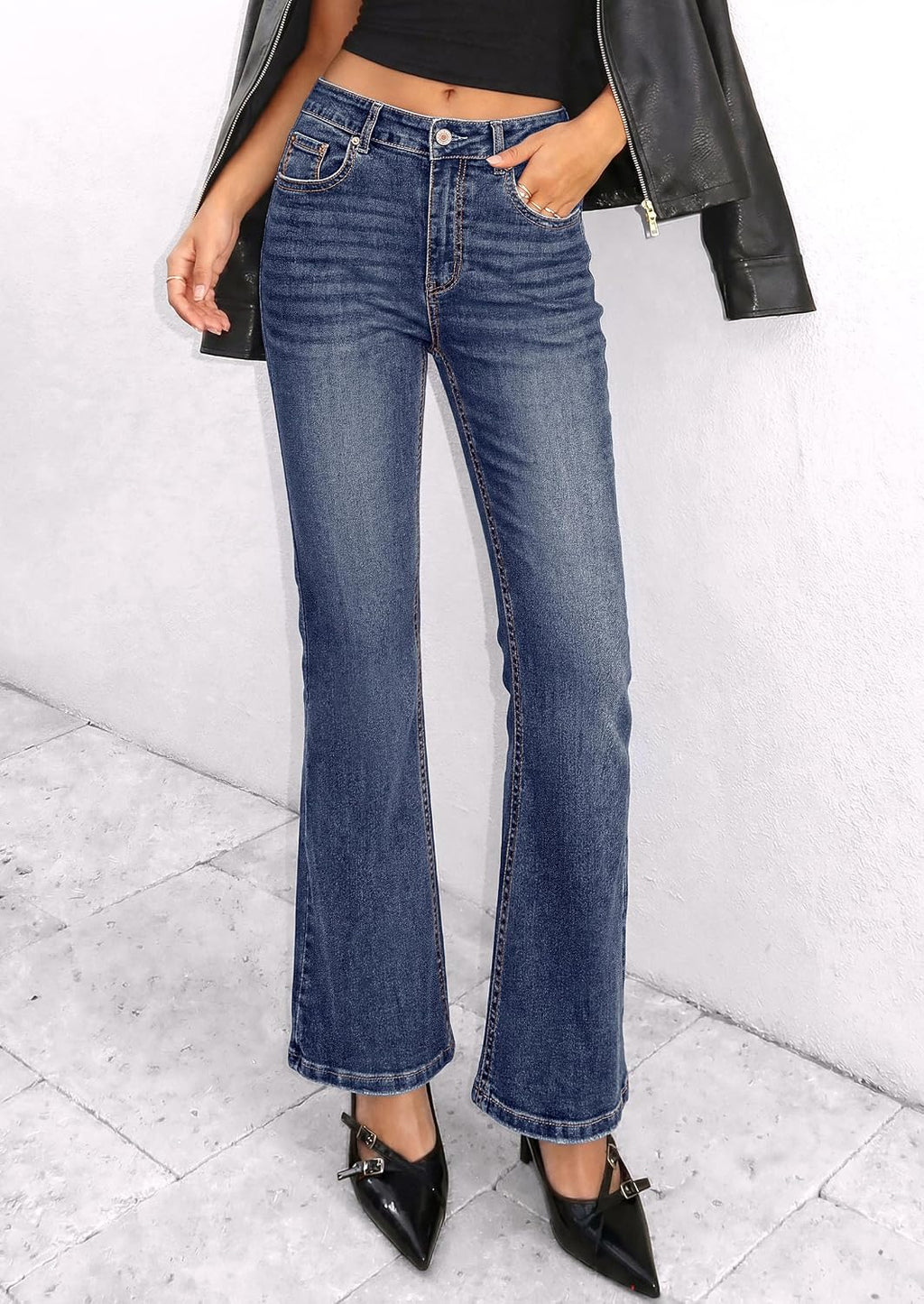 PRETTYGARDEN Women's Bootcut Denim Jeans Flare High Waisted Wide Leg Pants