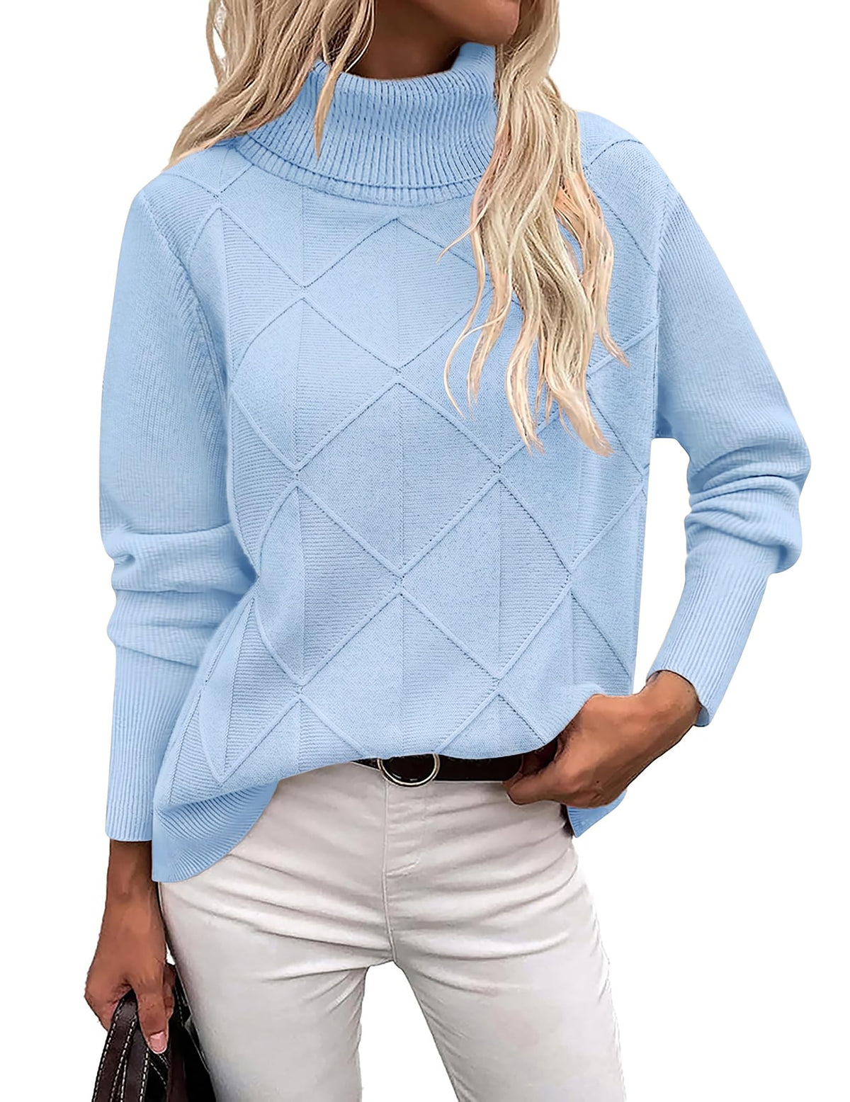 Zeagoo Women's Turtleneck Sweater Fall Winter 2026 Long Sleeve Chunky Knitted Trendy Pullover Tops