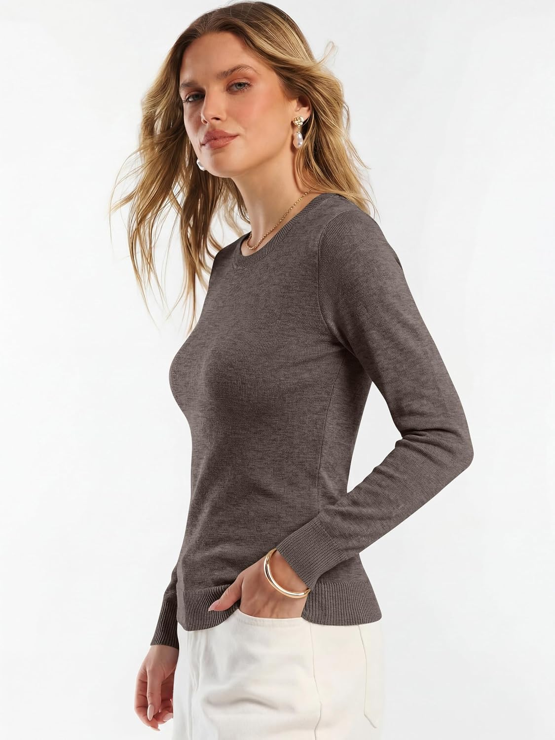 ANRABESS Women’s Long Sleeve Lightweight Slim Fitted Sweaters Top