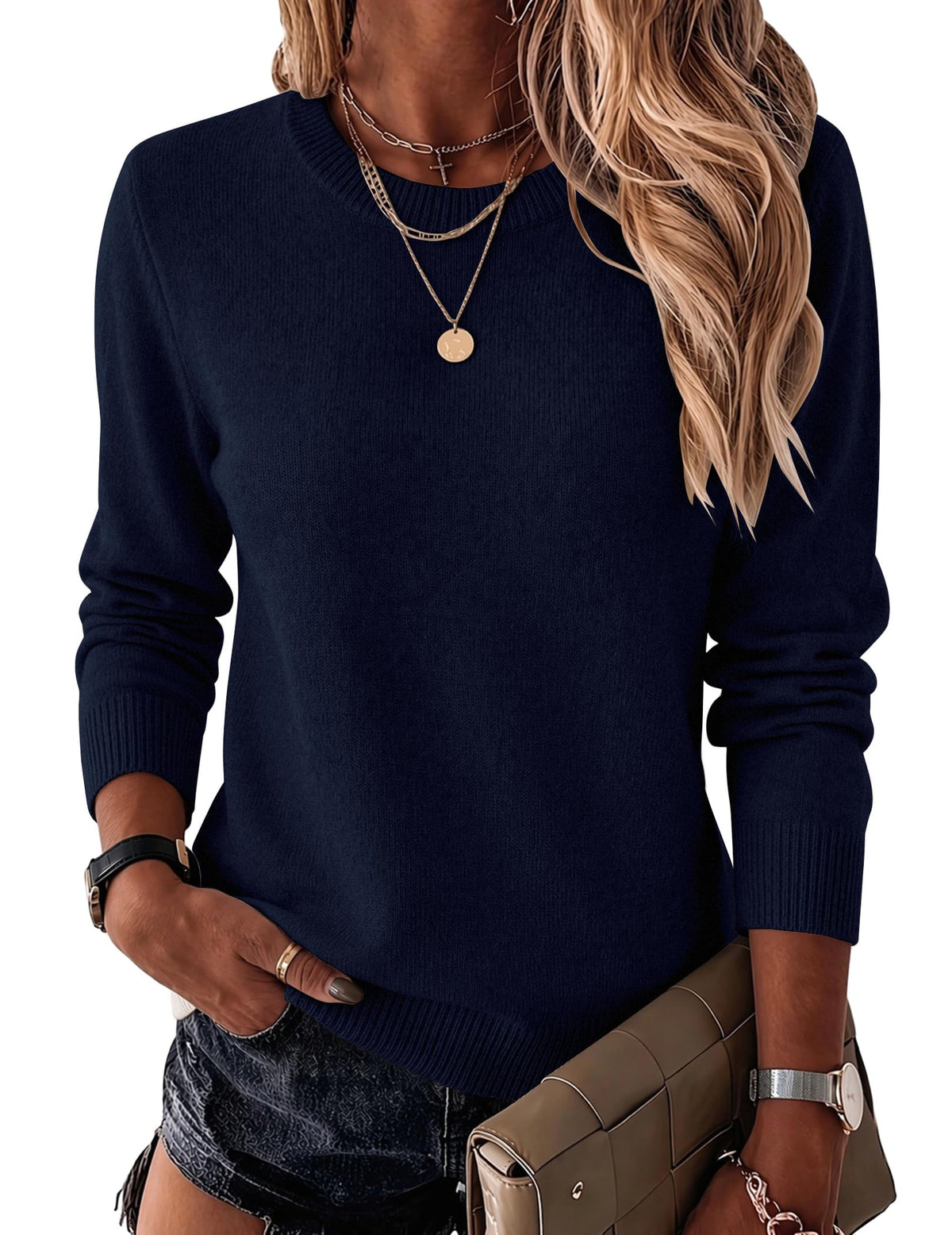 Zeagoo Womens Wool Blend Sweater Crewneck Long Sleeve Tops Fashion Clothing