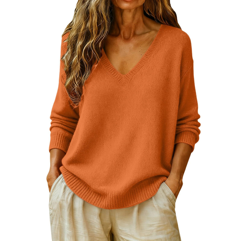 Cashmere Sweaters for Women Long Sleeve V Neck Fall Tops