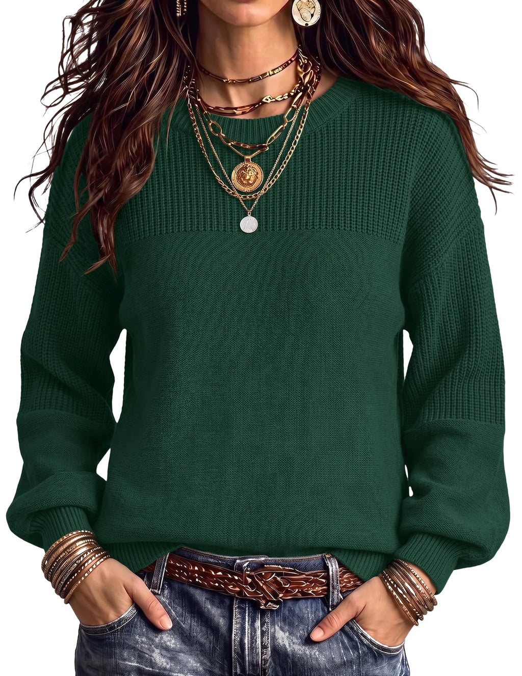 Zeagoo Sweaters for Women Cotton Loose Fit Chunky Knit Casual Fall Outfits