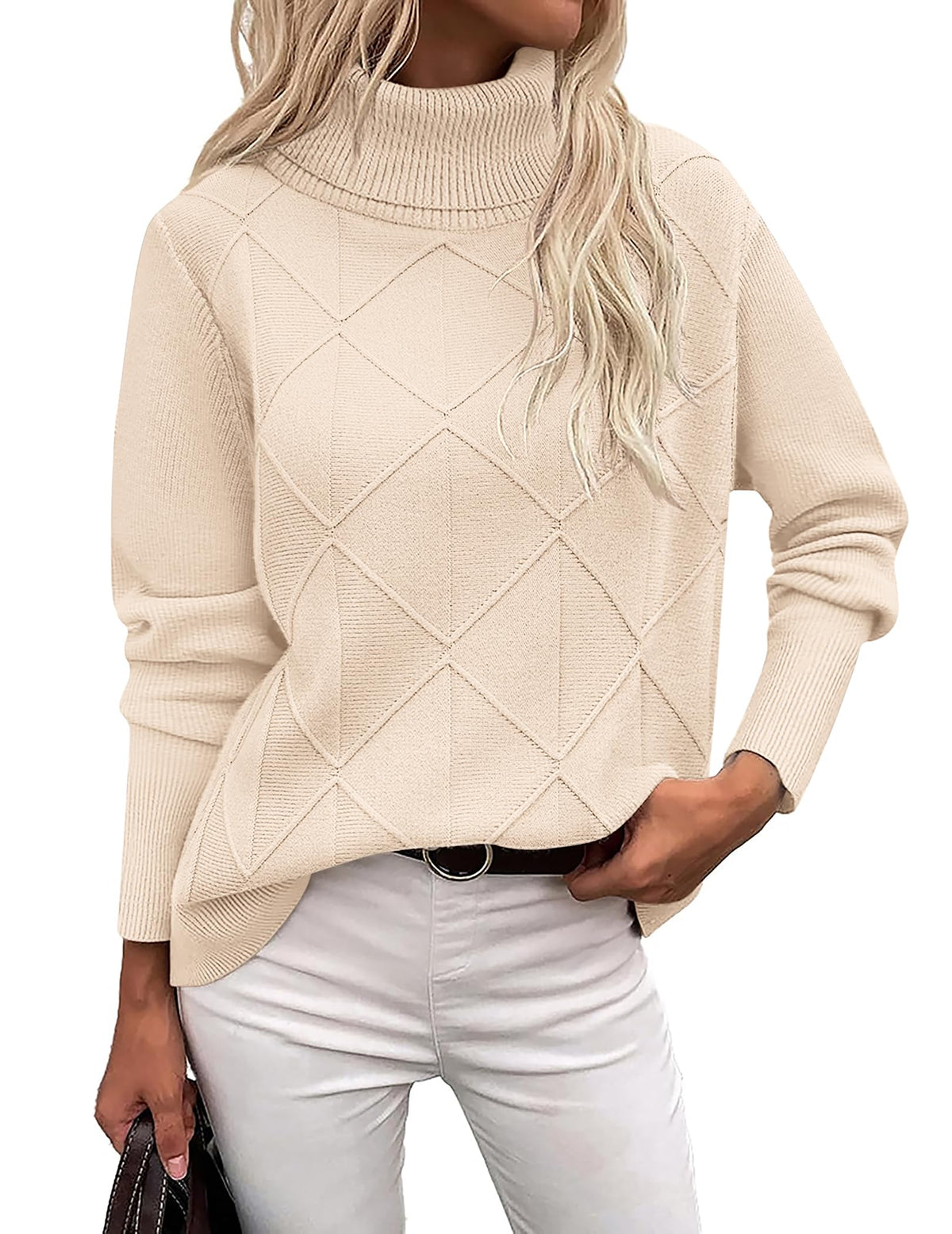 Zeagoo Women's Turtleneck Sweater Fall Winter 2026 Long Sleeve Chunky Knitted Trendy Pullover Tops