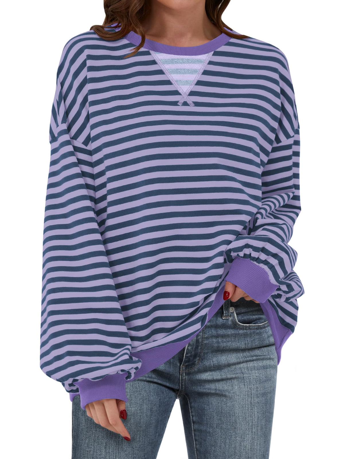 ANRABESS Women’s Striped Oversized Sweatshirts