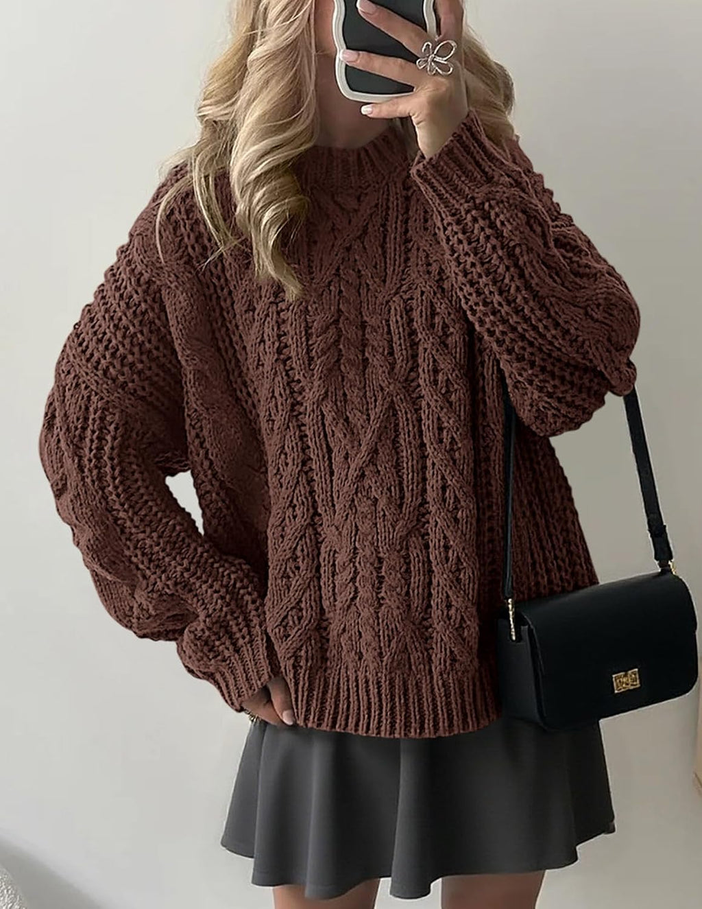 PRETTYGARDEN Womens Oversized Fall Sweaters Chunky Cable Knit Pullover Tops
