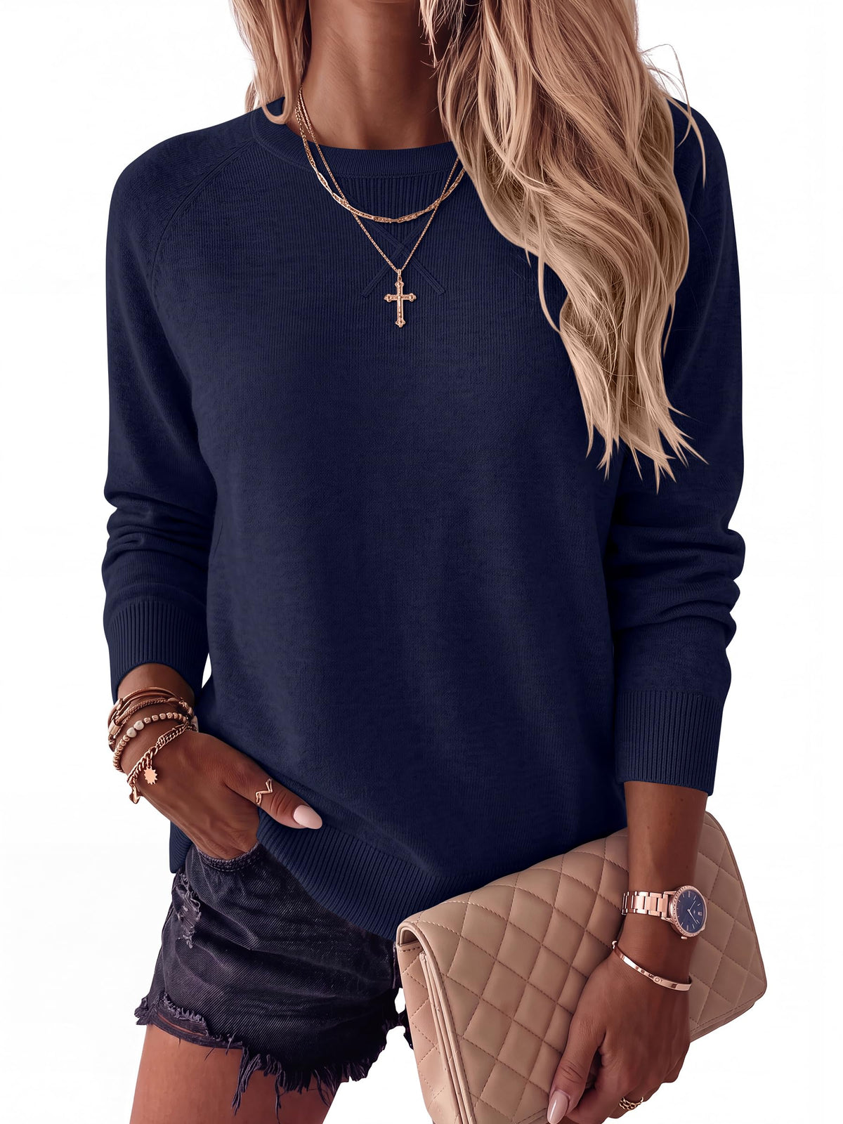 ANRABESS Sweater for Women Lightweight Knit Fall Pullover