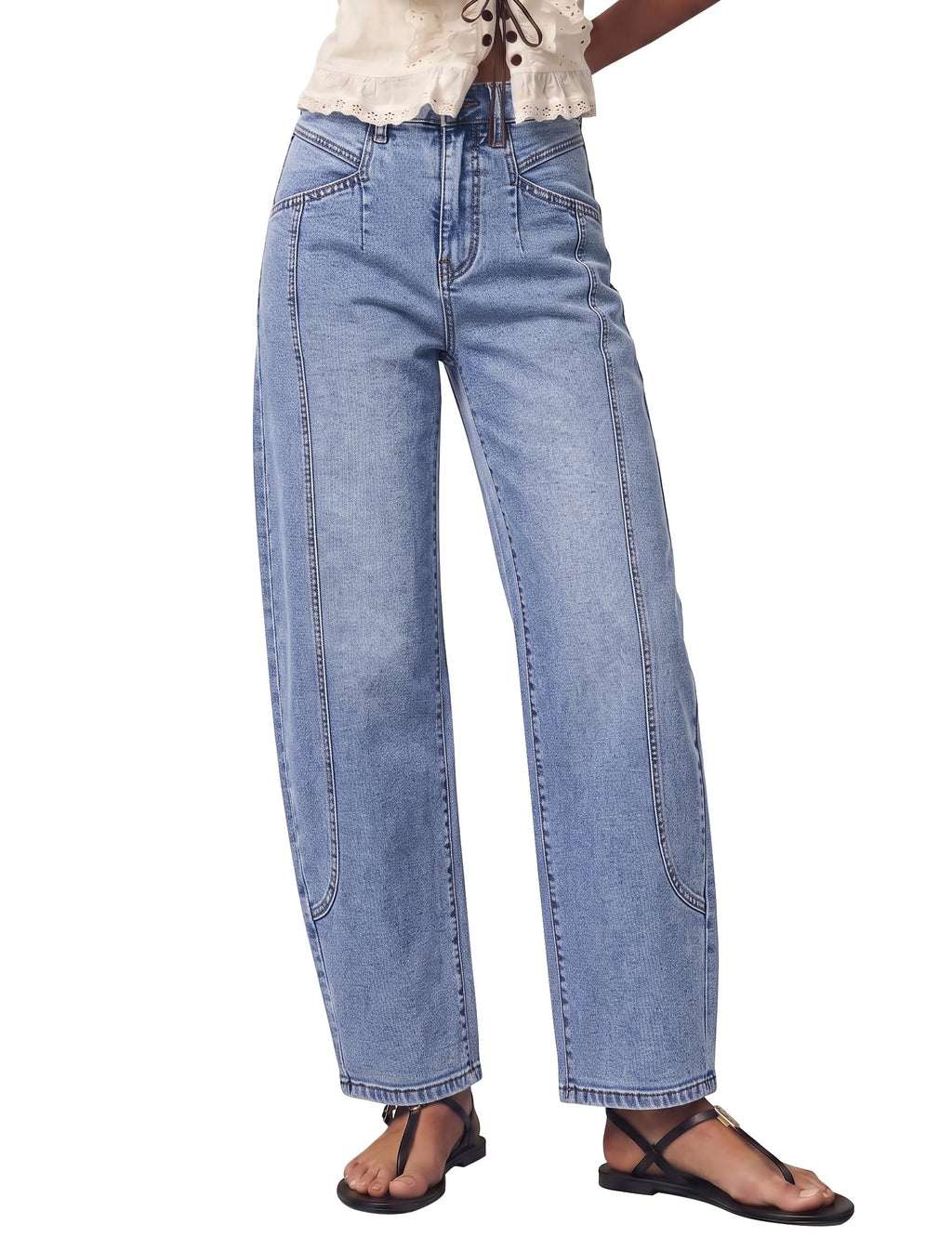 luvamia Barrel Jeans Women Baggy High Waisted Stretchy Ankle Denim Pants