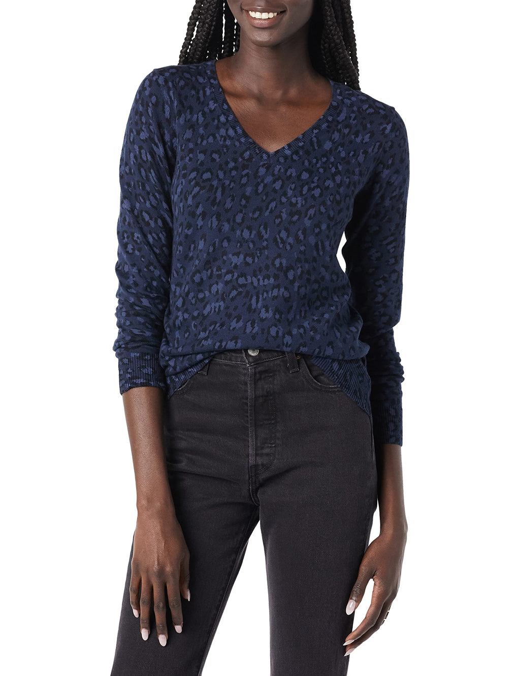 Amazon Essentials Women's Regular-Fit Lightweight Long-Sleeve V-Neck Sweater, Ribbed, Cozy Soft (Available in Plus Size)
