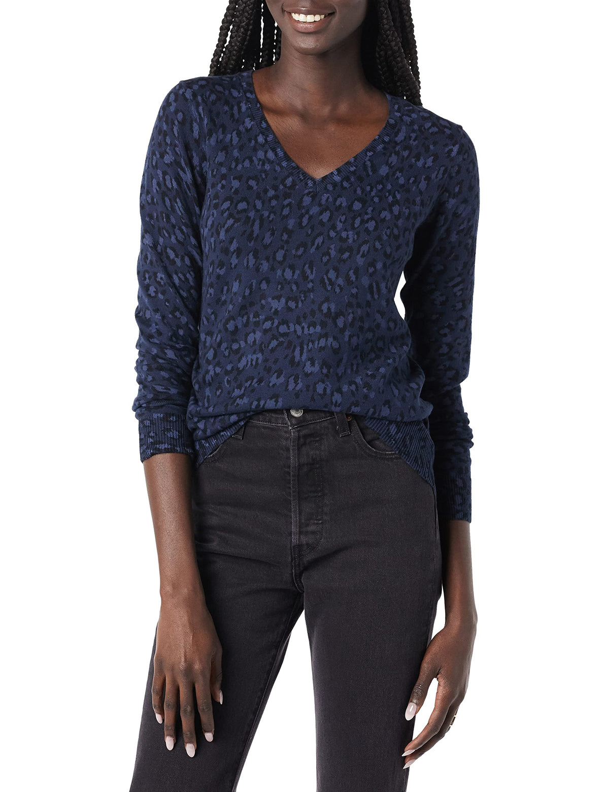 Amazon Essentials Women's Regular-Fit Lightweight Long-Sleeve V-Neck Sweater, Ribbed, Cozy Soft (Available in Plus Size)