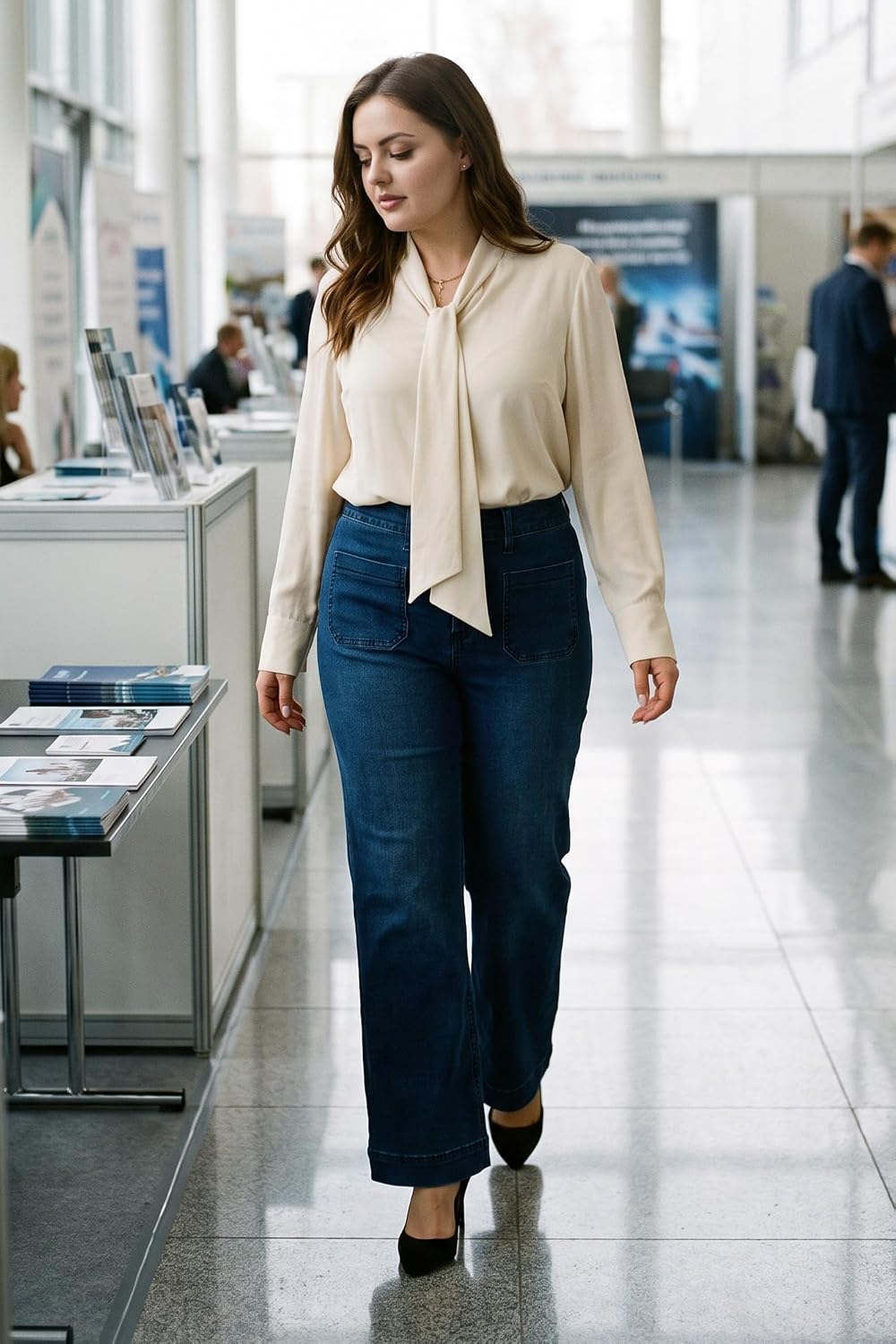 Eytino Plus Size Jeans for Curvy Women High Waisted Denim Pants