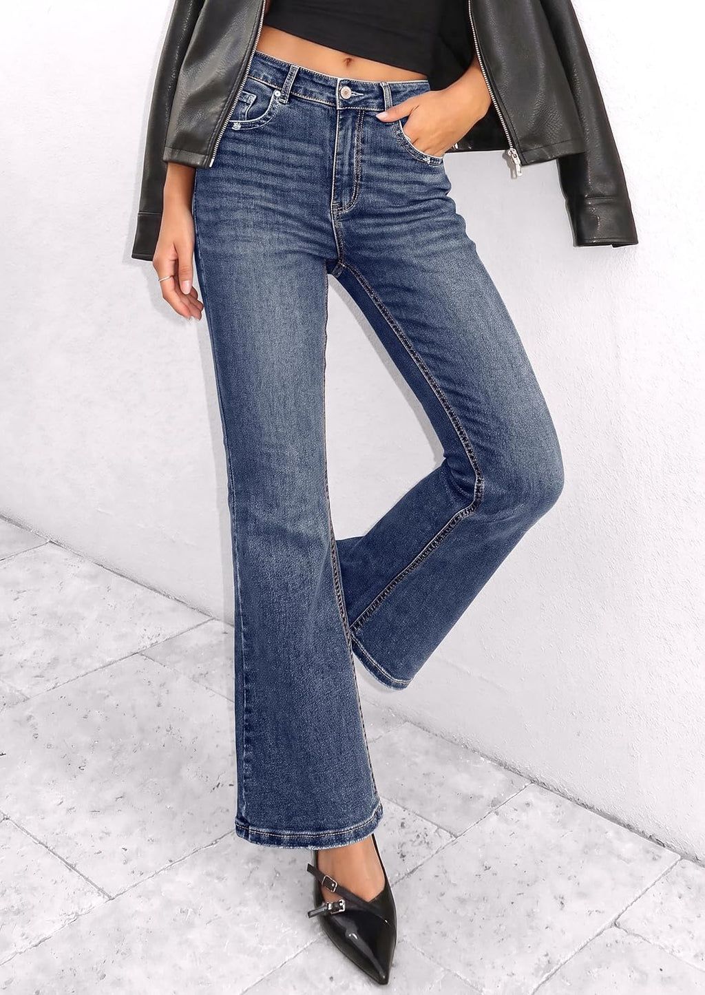 PRETTYGARDEN Women's Bootcut Denim Jeans Flare High Waisted Wide Leg Pants
