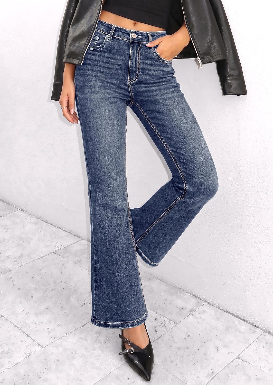 PRETTYGARDEN Women's Bootcut Denim Jeans Flare High Waisted Wide Leg Pants