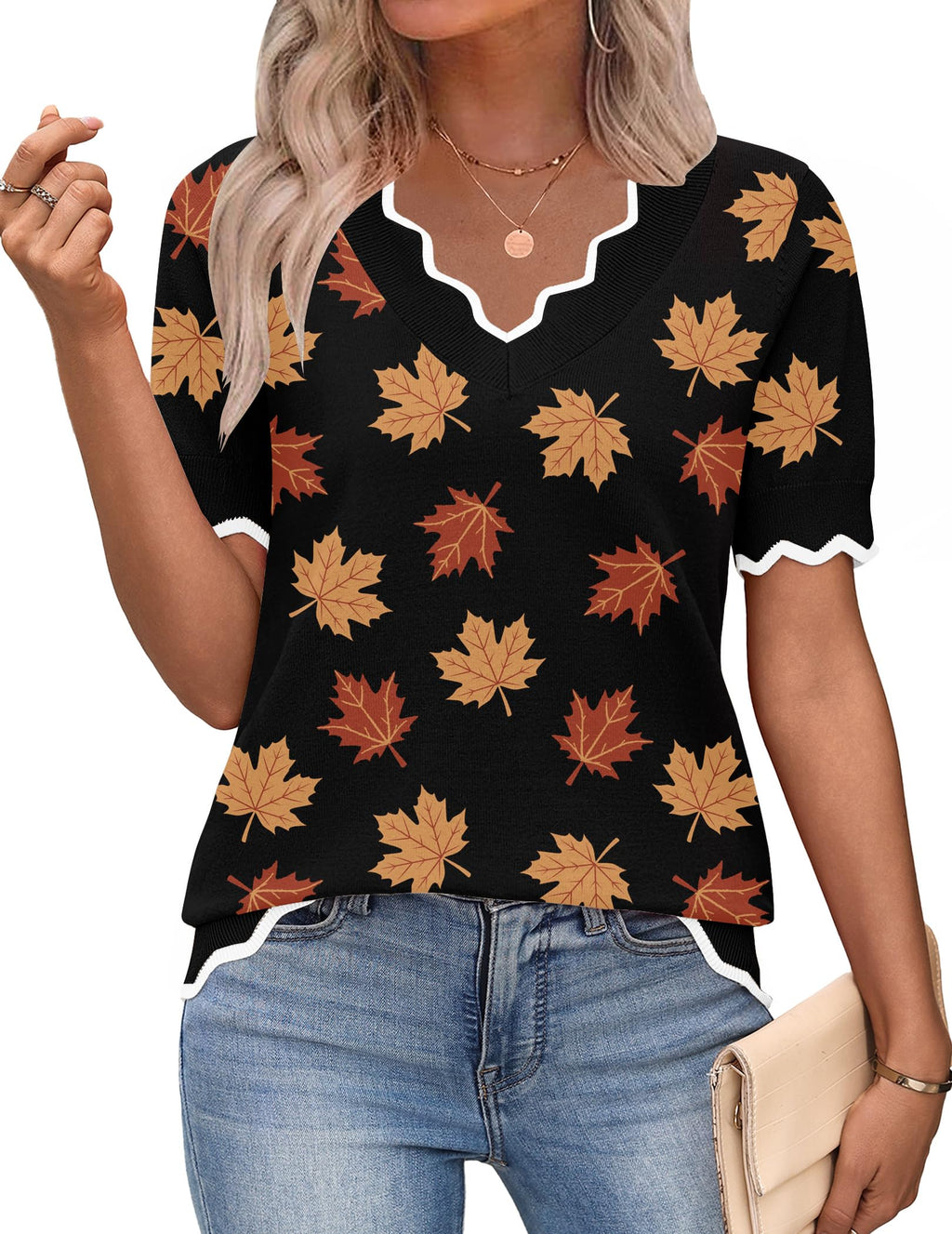 Zeagoo Women's Short Sleeve Sweater 2026 Summer V Neck Tops Dressy Blouses