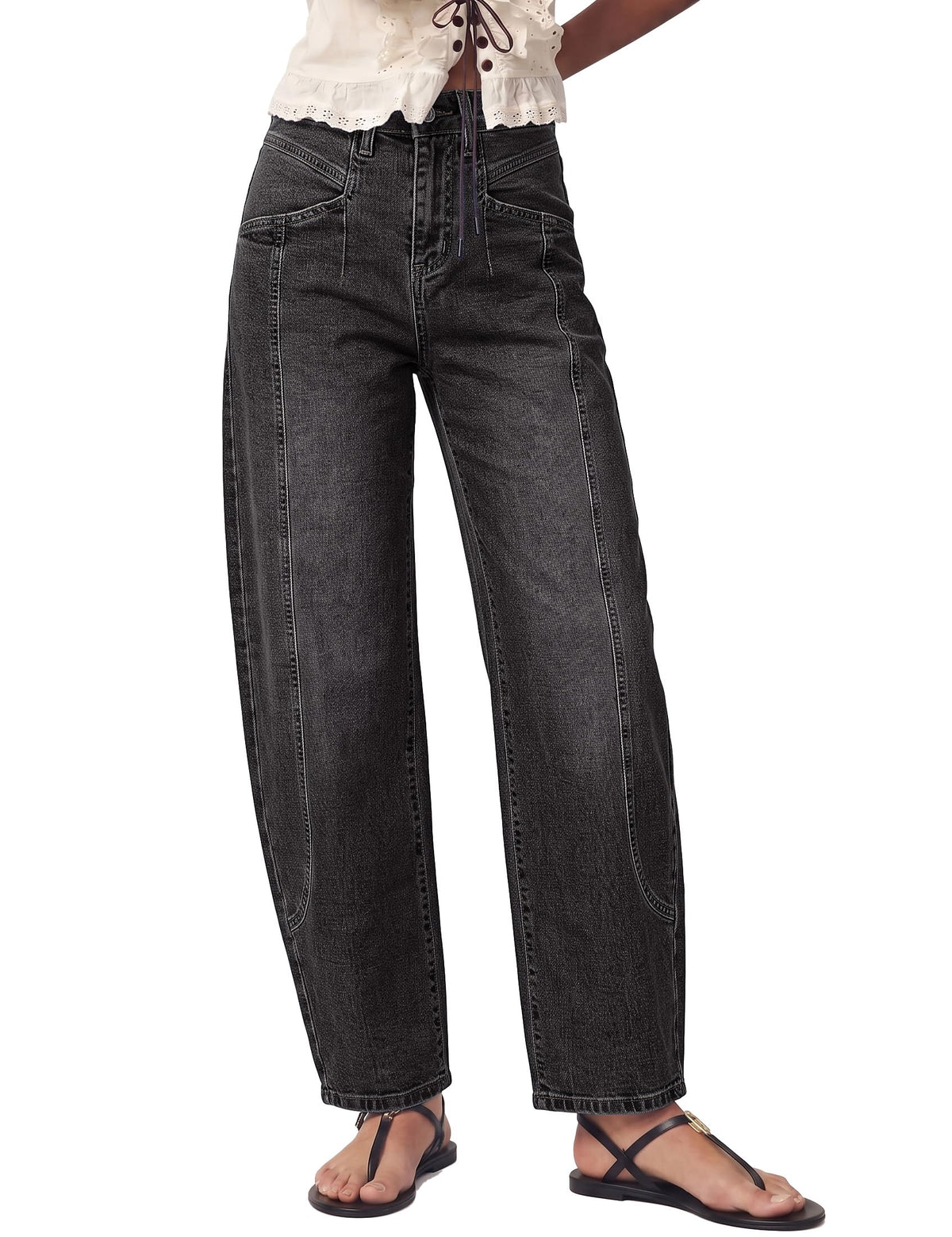 luvamia Barrel Jeans Women Baggy High Waisted Stretchy Ankle Denim Pants