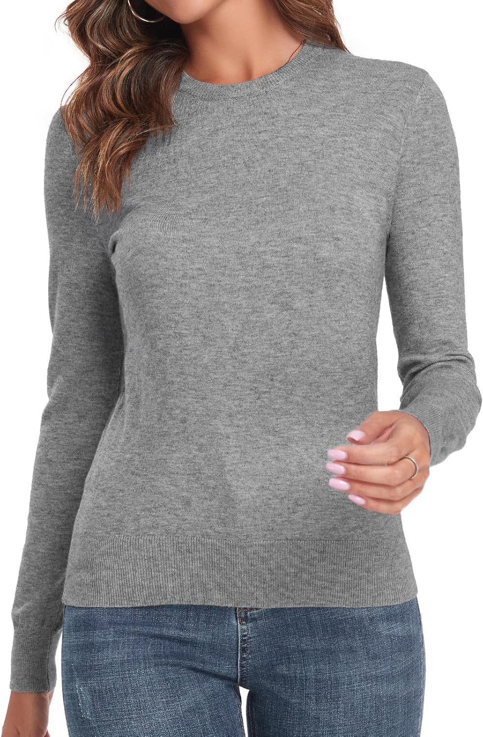 QUALFORT Women's Sweater Lightweight Long Sleeve Pullover