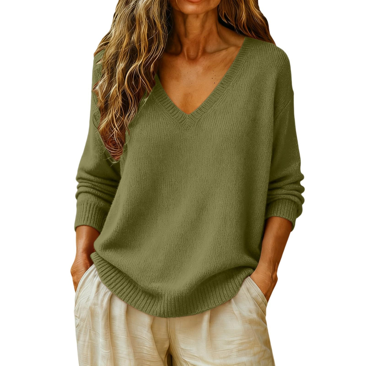 Cashmere Sweaters for Women Long Sleeve V Neck Fall Tops