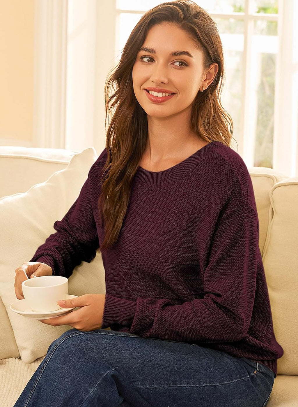 EVALESS Womens Bow Sweaters Pullover Knit Tops Fall Outfits