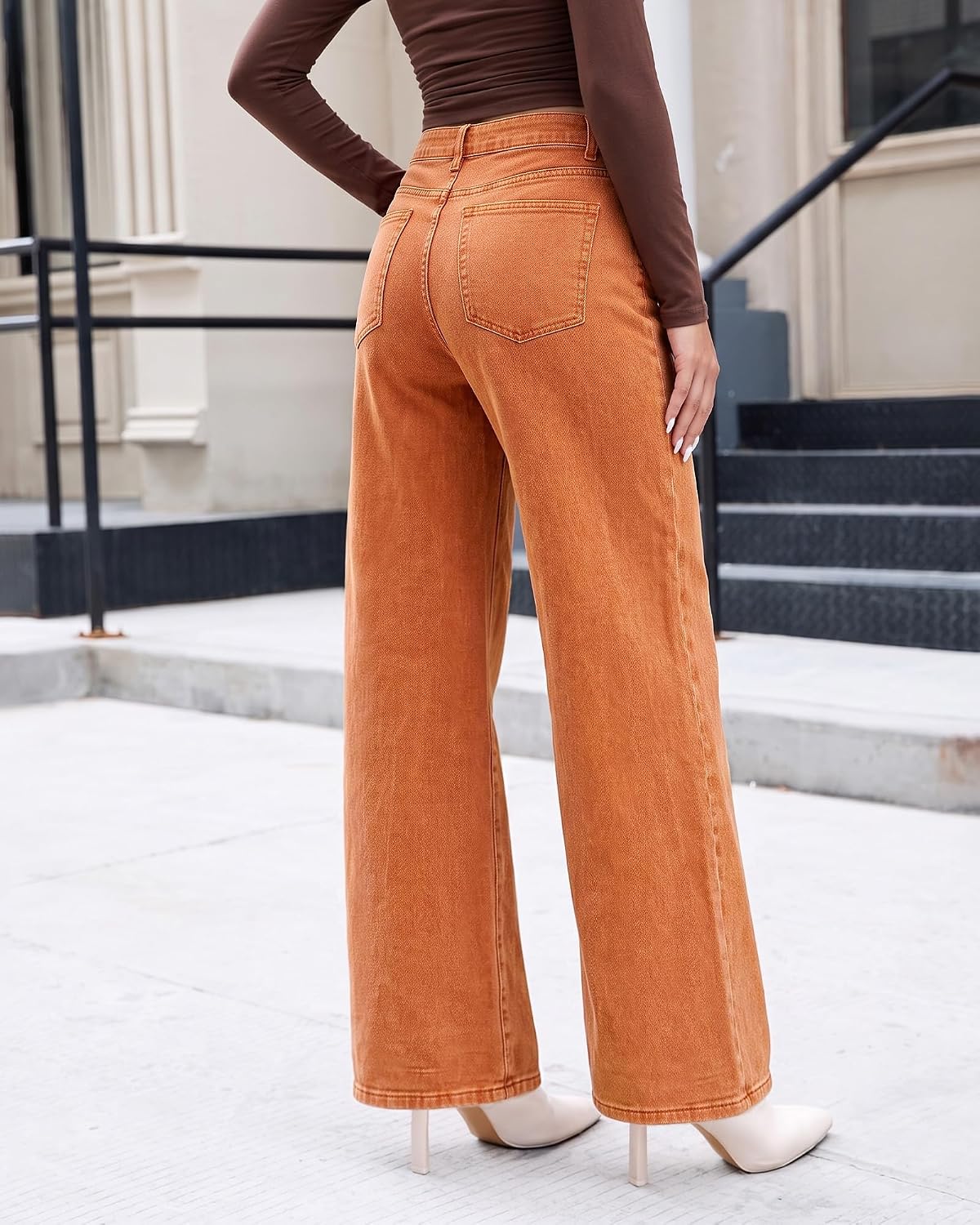 GRAPENT Wide Leg Jeans for Women High Waisted Baggy Stretchy Denim Pants