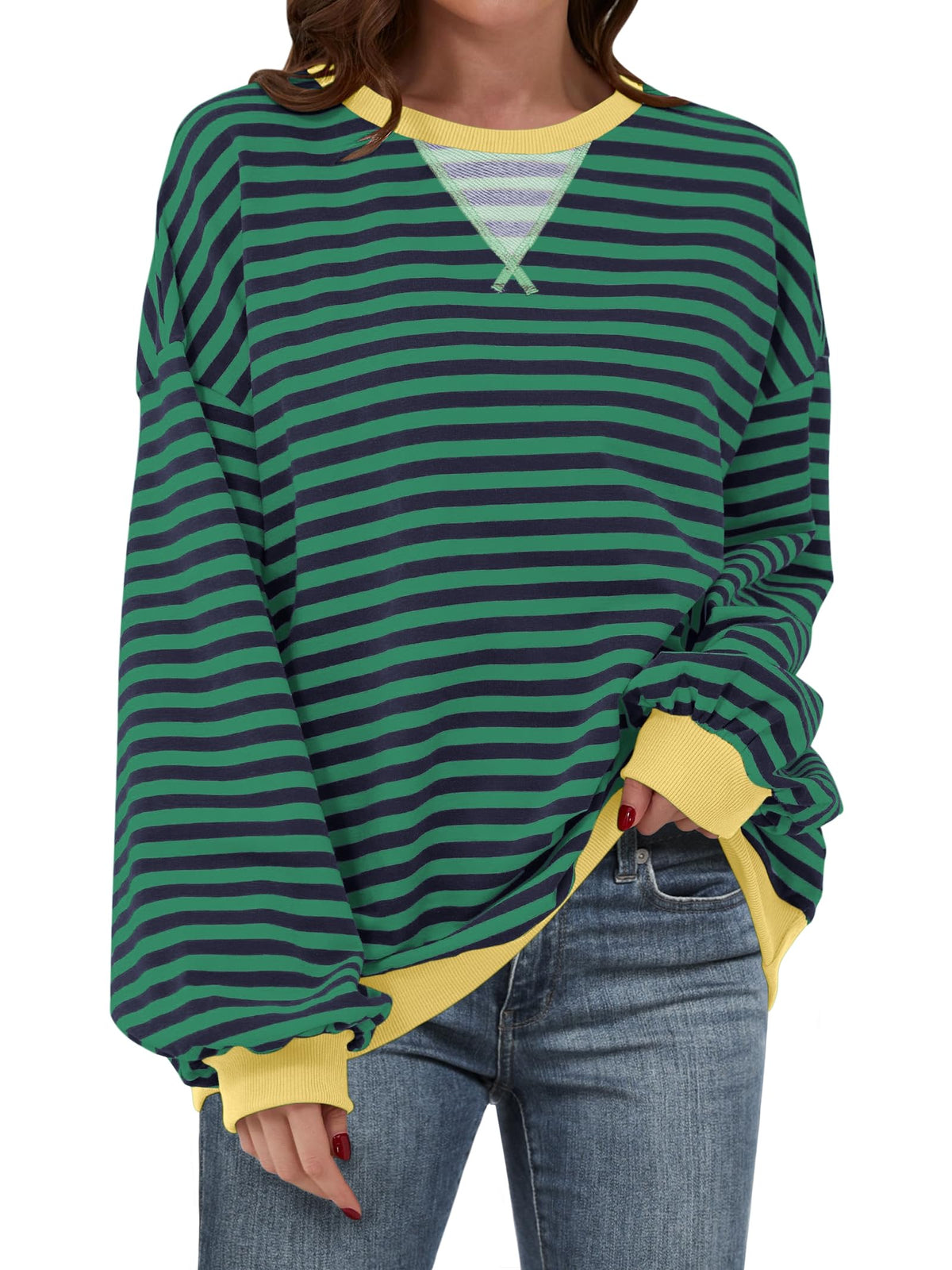 ANRABESS Women’s Striped Oversized Sweatshirts