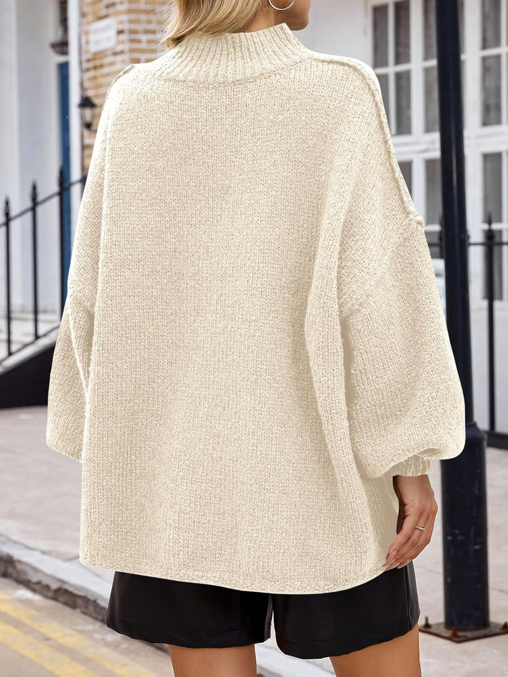 Saodimallsu Womens Oversized Sweaters Mock Neck Fall Winter Tunic Sweater
