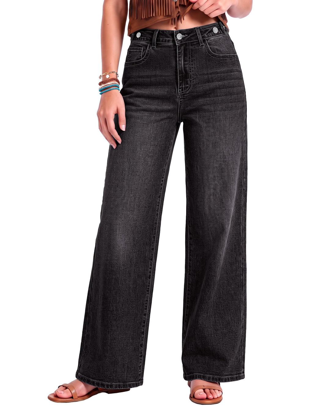 luvamia Wide Leg Jeans for Women High Waisted Stretchy Baggy Denim Pants
