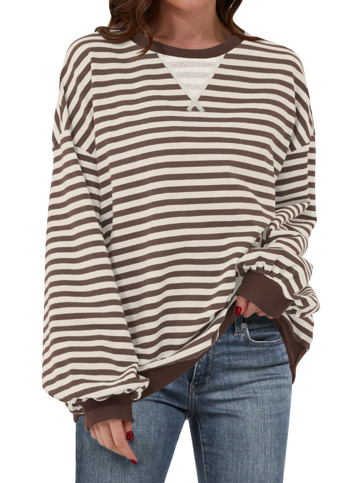 ANRABESS Women’s Striped Oversized Sweatshirts