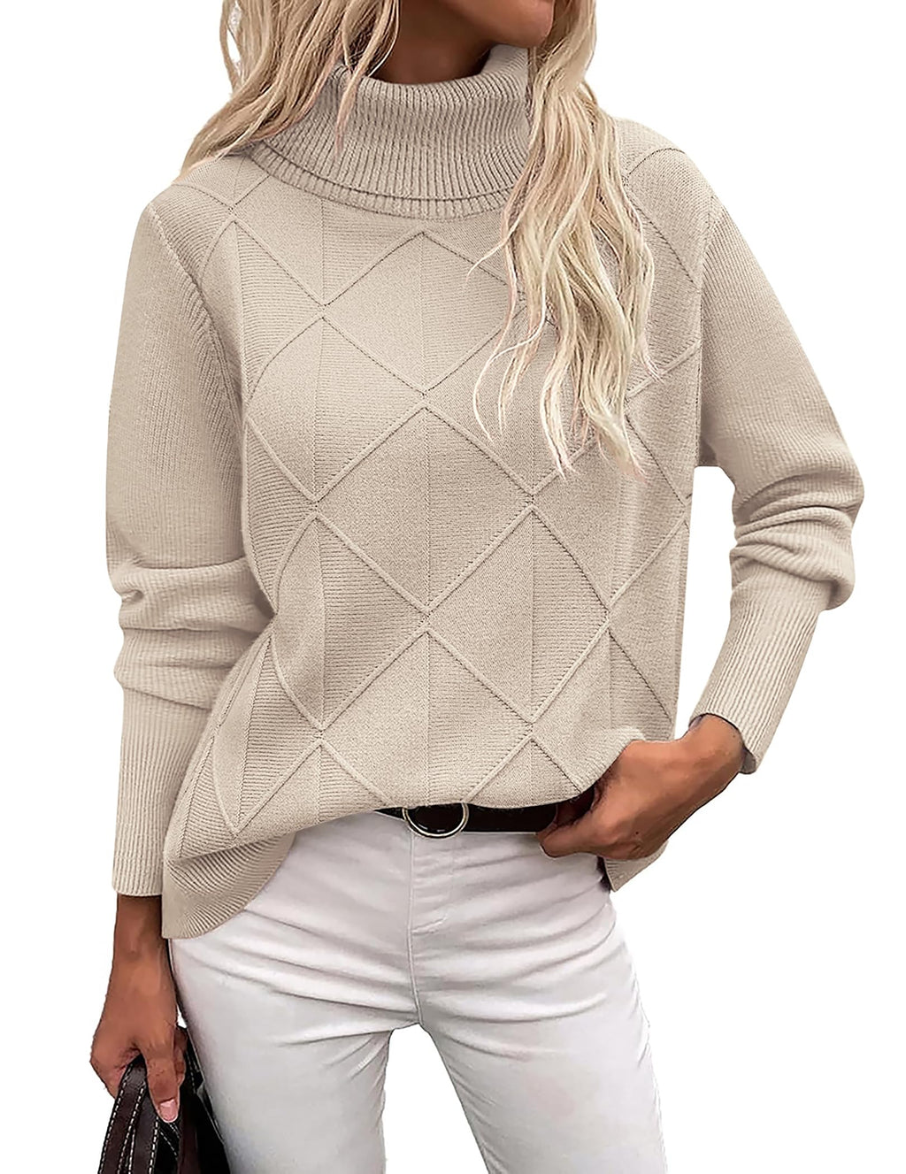 Zeagoo Women's Turtleneck Sweater Fall Winter 2026 Long Sleeve Chunky Knitted Trendy Pullover Tops