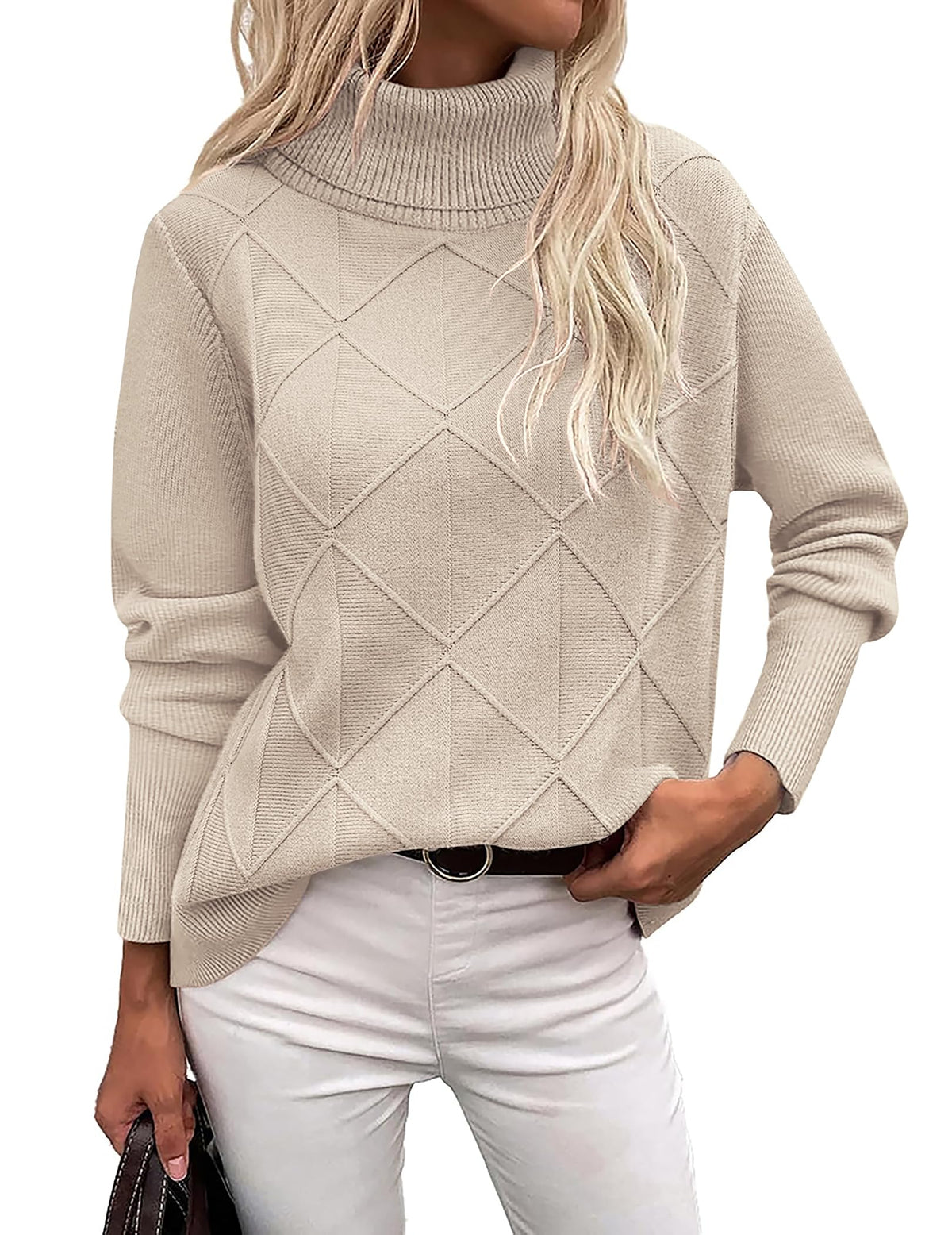 Zeagoo Women's Turtleneck Sweater Fall Winter 2026 Long Sleeve Chunky Knitted Trendy Pullover Tops