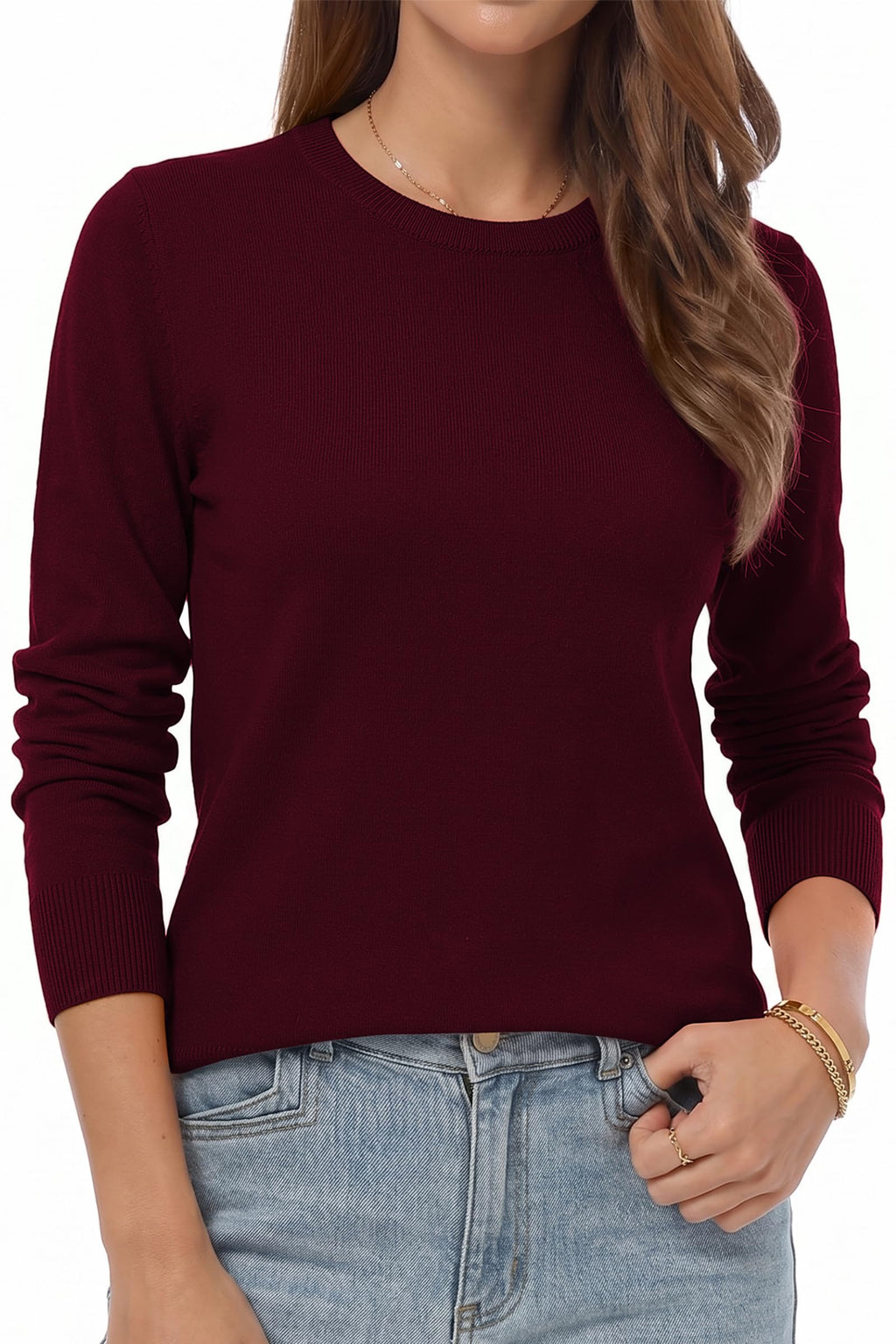 QUALFORT Women's Sweater Lightweight Long Sleeve Pullover