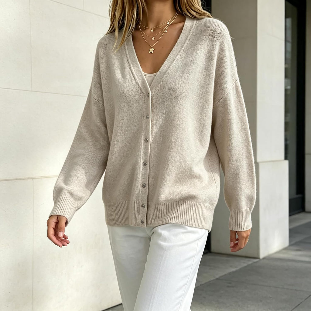 Cashmere Cardigans Sweater for Women Warm Lightweight Button Front Cardigan