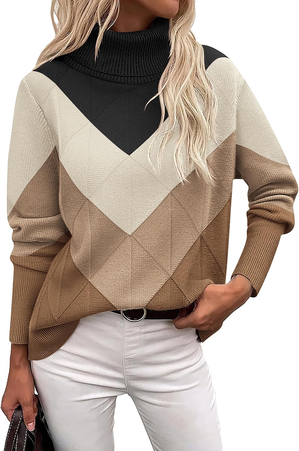 Zeagoo Women's Turtleneck Sweater Fall Winter 2026 Long Sleeve Chunky Knitted Trendy Pullover Tops