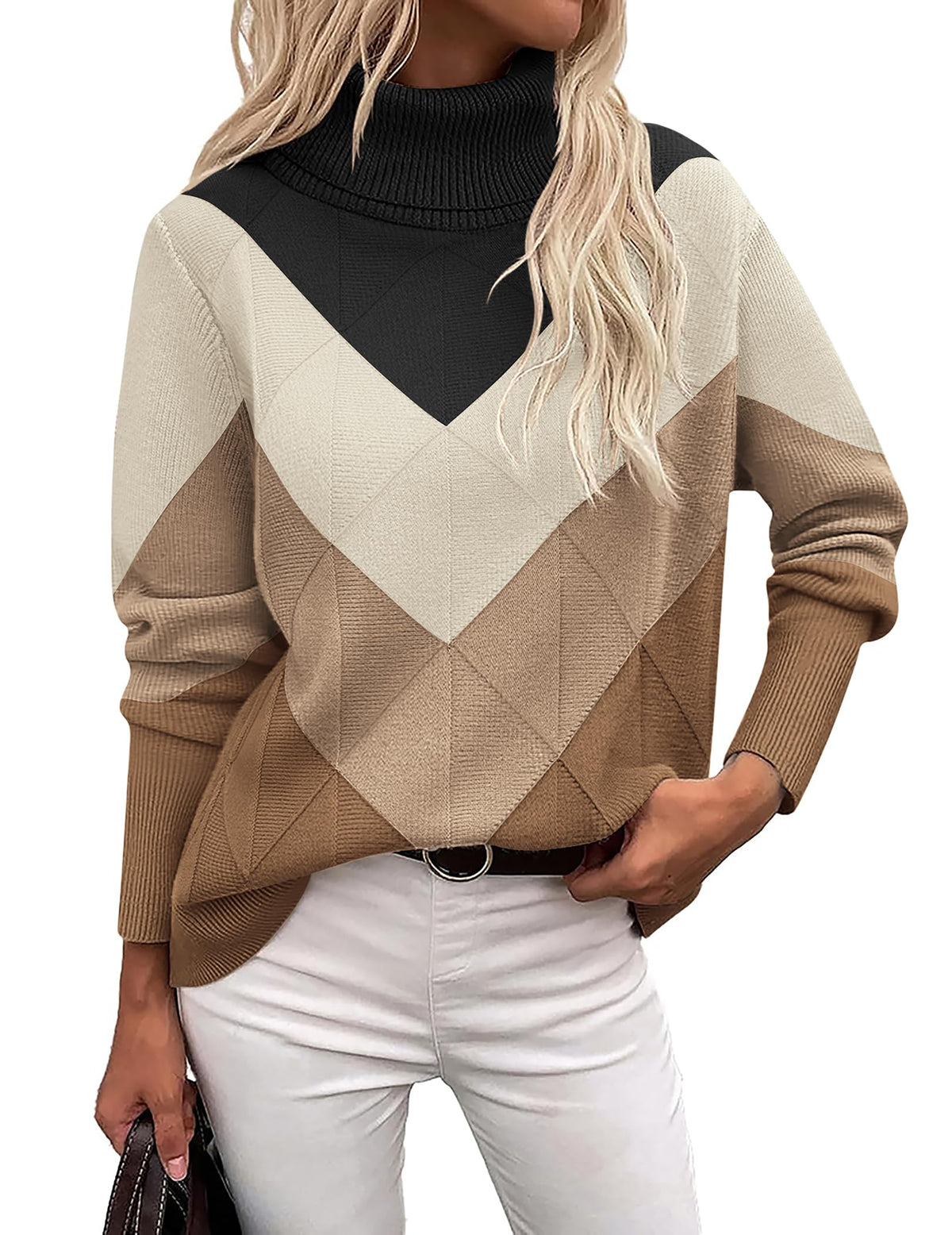 Zeagoo Women's Turtleneck Sweater Fall Winter 2026 Long Sleeve Chunky Knitted Trendy Pullover Tops