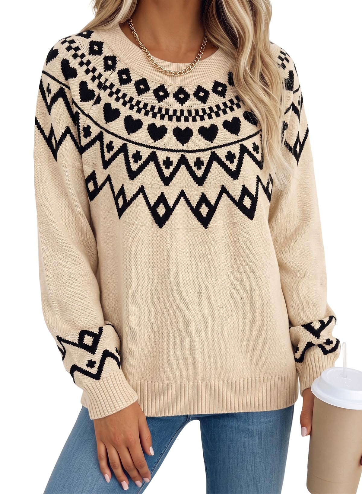 Dokotoo Womens Fall Graphic Sweaters 2026 Winter Pullover Knit Sweater Tops